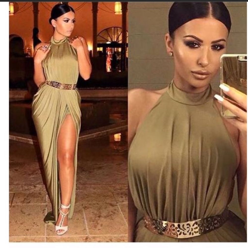 'VITTORIA' Draped Silky Jersey Maxi Dress
